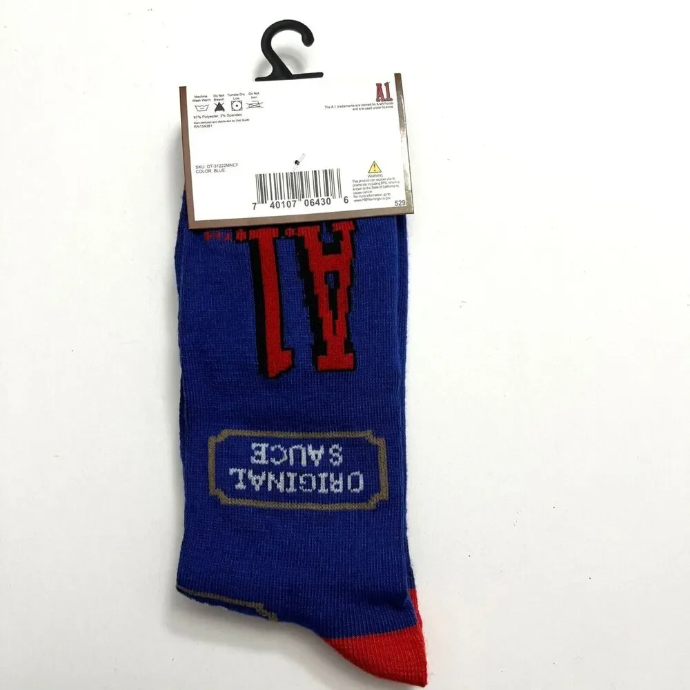 Odd Sox Unisex A1 Original Sauce Steak Sauce Novelty Crew Socks Blue Red Retro